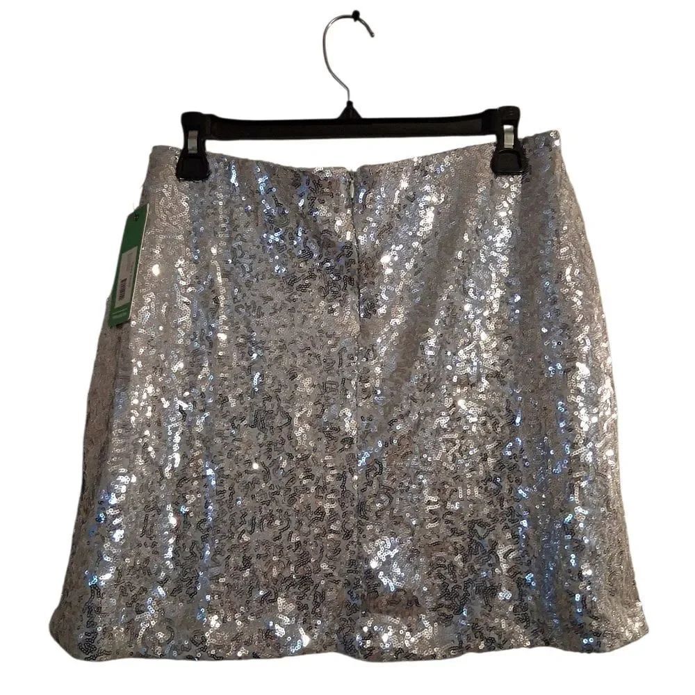 Tipsy Elves New Silver Sequin Skirt Large New With Tags - Picture 3 of 3